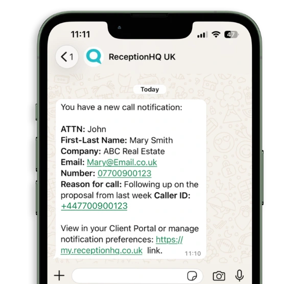 WhatsApp message notification on mobile